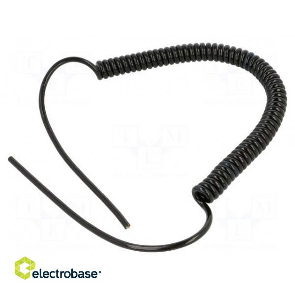 Wire: coiled | 3x0.22mm2 | unshielded | PUR | black | 300V | 0.3m | 1.2m image 2
