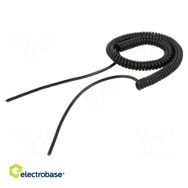 Wire: coiled | 3x0.22mm2 | unshielded | PUR | black | 300V | 0.5m | 2m image 2