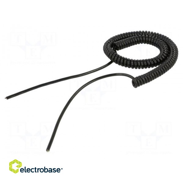 Wire: coiled | 3x0.22mm2 | unshielded | PUR | black | 300V | 0.5m | 2m paveikslėlis 2