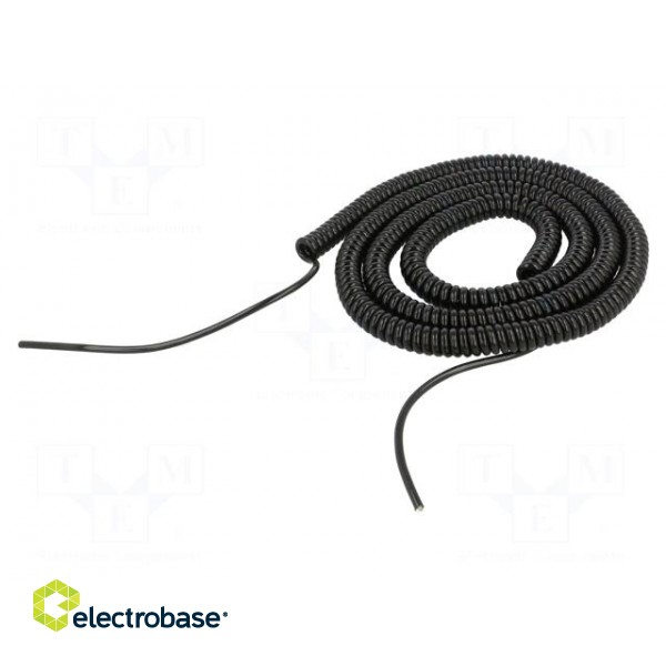 Wire: coiled | 3x0.22mm2 | unshielded | PUR | black | 300V | 1.5m | 6m paveikslėlis 2