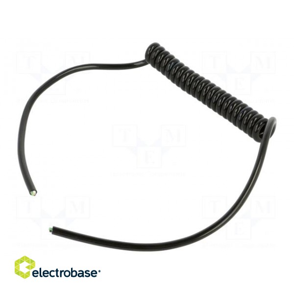 Wire: coiled | 3x0.35mm2 | unshielded | PUR | black | 300V | 0.1m | 0.4m фото 2