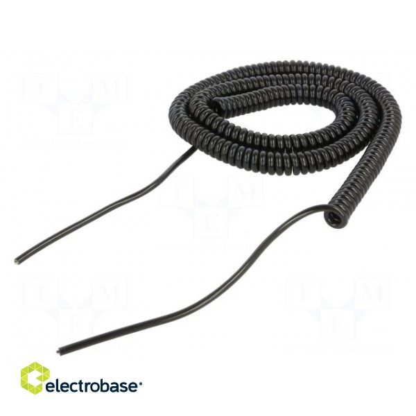 Wire: coiled | 3x0.35mm2 | unshielded | PUR | black | 300V | 1m | 4m image 2