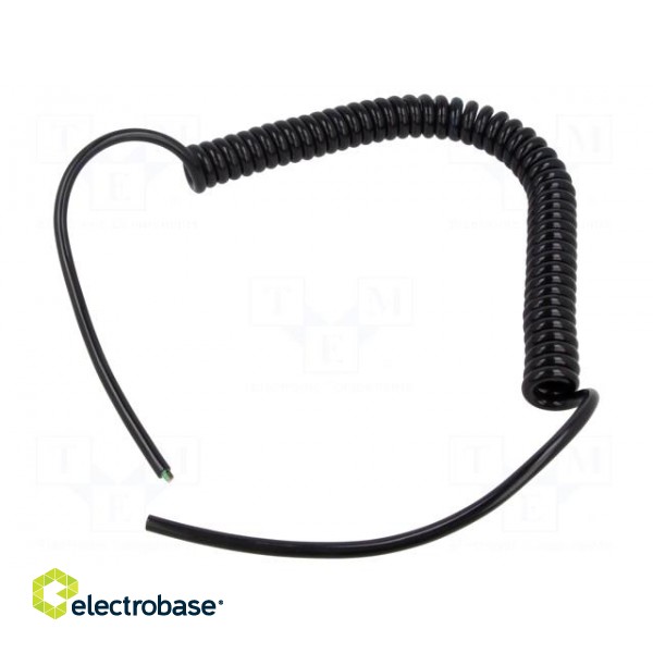 Wire: coiled | 3x0.5mm2 | unshielded | PUR | black | 300V | 0.3m | 1.2m image 2
