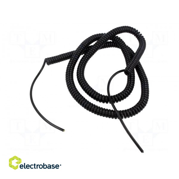 Wire: coiled | 3x0.5mm2 | unshielded | PUR | black | 300V | 0.8m | 3.2m paveikslėlis 2
