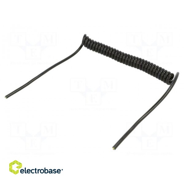 Wire: coiled | 4x0.35mm2 | unshielded | PUR | black | 300V | 0.2m | 0.8m фото 2