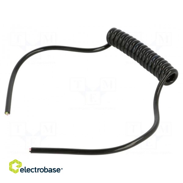 Wire: coiled | 6x0.22mm2 | unshielded | PUR | black | 300V | 0.1m | 0.4m image 2
