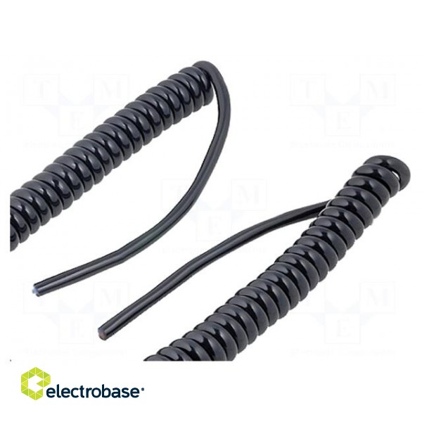 Wire: coiled | 4x0,5mm2 | unshielded | PUR | black | 500V | 0.3m | 1.2m