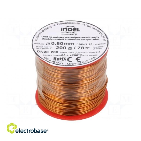 Coil wire | double coated enamelled | 0.6mm | 0.2kg | -65÷200°C