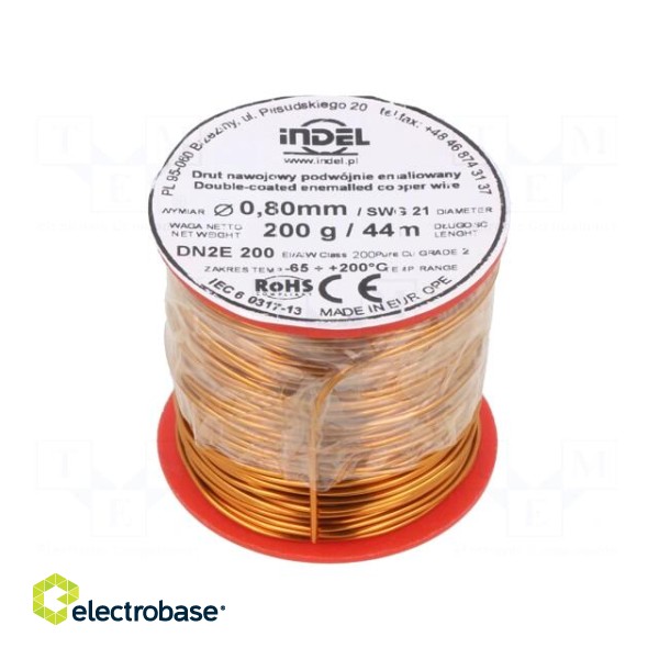 Coil wire | double coated enamelled | 0.8mm | 0.2kg | -65÷200°C