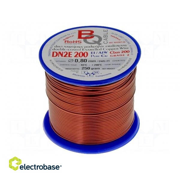 Coil wire | double coated enamelled | 0.8mm | 0,25kg | -65÷200°C
