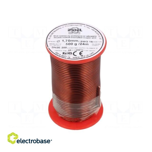 Coil wire | double coated enamelled | 1.7mm | 0.5kg | -65÷200°C