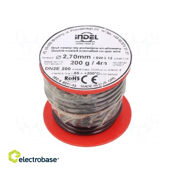 Coil wire | double coated enamelled | 2.7mm | 0.2kg | -65÷200°C