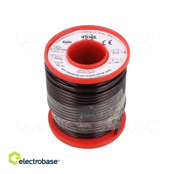 Coil wire | double coated enamelled | 3mm | 1kg | -65÷200°C | Core: Cu