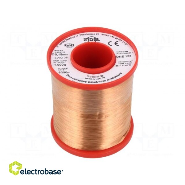 Coil wire | single coated enamelled | 0.15mm | 1kg | -65÷155°C