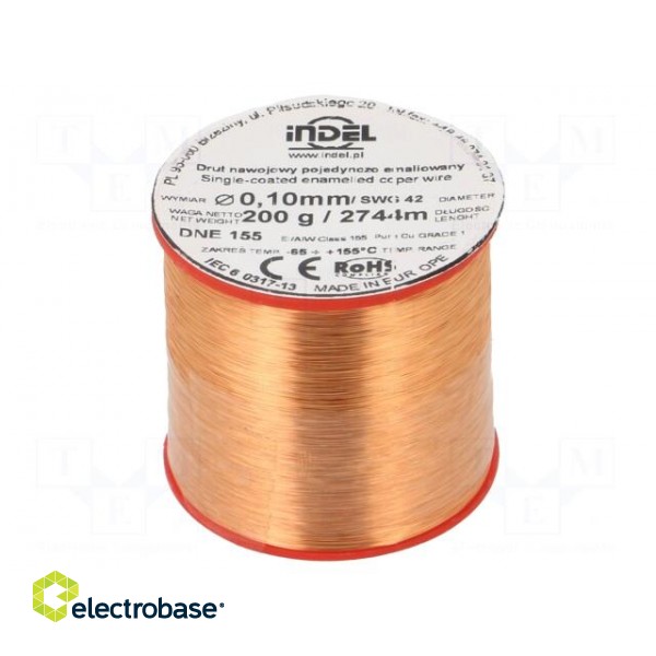 Coil wire | single coated enamelled | 0.1mm | 0.2kg | -65÷155°C