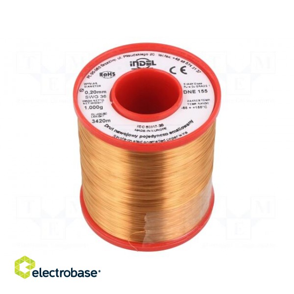 Coil wire | single coated enamelled | 0.2mm | 1kg | -65÷155°C