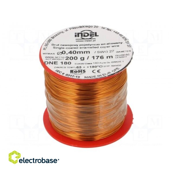 Coil wire | single coated enamelled | 0.4mm | 0.2kg | -65÷180°C