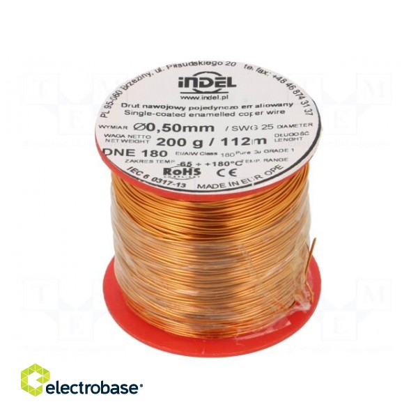 Coil wire | single coated enamelled | 0.5mm | 0.2kg | -65÷180°C