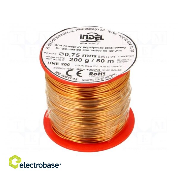 Coil wire | single coated enamelled | 0.75mm | 0.2kg | -65÷200°C