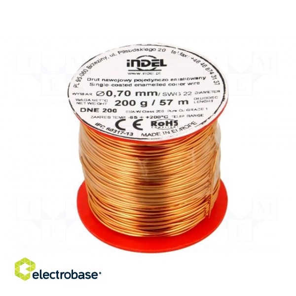 Coil wire | single coated enamelled | 0.7mm | 0.2kg | -65÷200°C