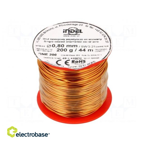 Coil wire | single coated enamelled | 0.8mm | 0.2kg | -65÷200°C