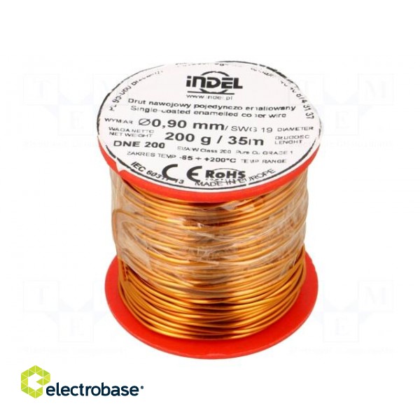Coil wire | single coated enamelled | 0.9mm | 0.2kg | -65÷200°C