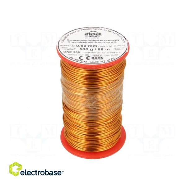 Coil wire | single coated enamelled | 0.9mm | 0.5kg | -65÷200°C