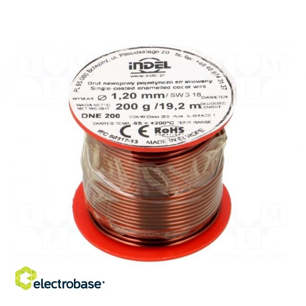Coil wire | single coated enamelled | 1.2mm | 0.2kg | -65÷200°C