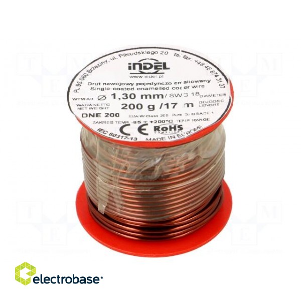 Coil wire | single coated enamelled | 1.3mm | 0.2kg | -65÷200°C