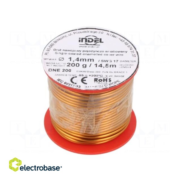 Coil wire | single coated enamelled | 1.4mm | 0.2kg | -65÷200°C