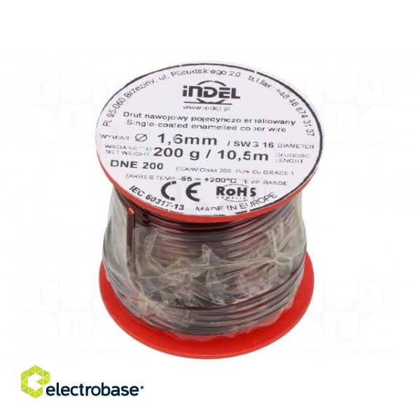 Coil wire | single coated enamelled | 1.6mm | 0.2kg | -65÷200°C