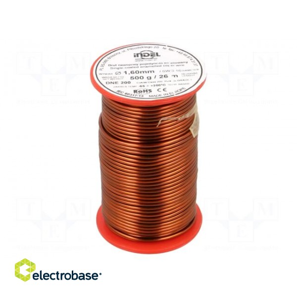 Coil wire | single coated enamelled | 1.6mm | 0.5kg | -65÷200°C