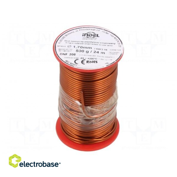 Coil wire | single coated enamelled | 1.7mm | 0.5kg | -65÷200°C