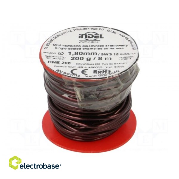 Coil wire | single coated enamelled | 1.8mm | 0.2kg | -65÷200°C