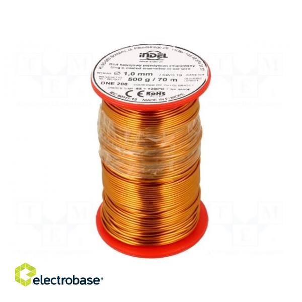 Coil wire | single coated enamelled | 1mm | 0.5kg | -65÷200°C