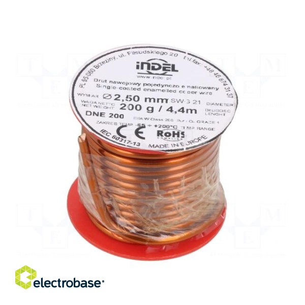 Coil wire | single coated enamelled | 2.5mm | 0.2kg | -65÷200°C