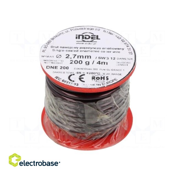 Coil wire | single coated enamelled | 2.7mm | 0.2kg | -65÷200°C
