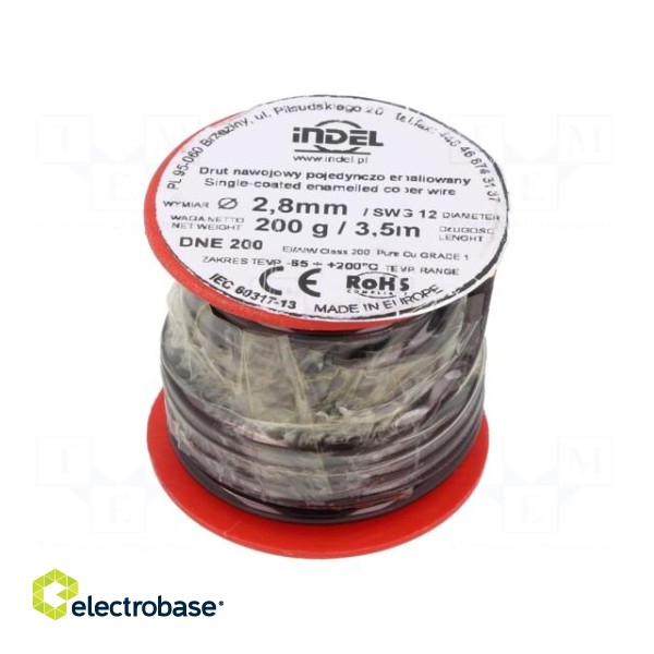 Coil wire | single coated enamelled | 2.8mm | 0.2kg | -65÷200°C