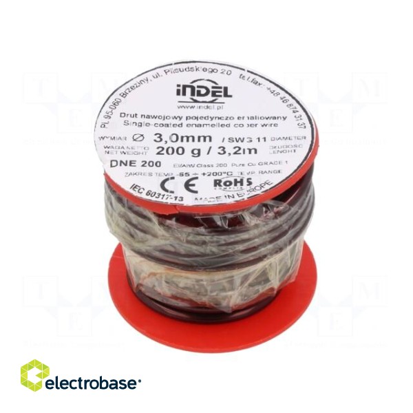 Coil wire | single coated enamelled | 3mm | 0.2kg | -65÷200°C