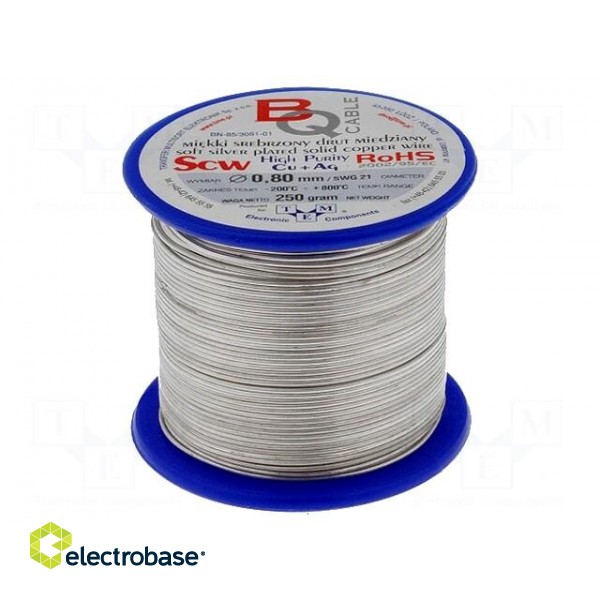 Silver plated copper wires | 0.8mm | 250g | 58m | -200÷800°C