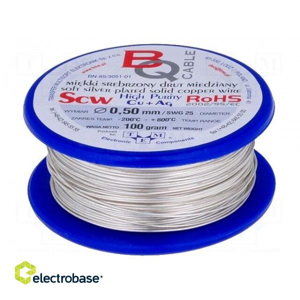 Silver plated copper wires | 0.4mm | 100g | 88m | -200÷800°C
