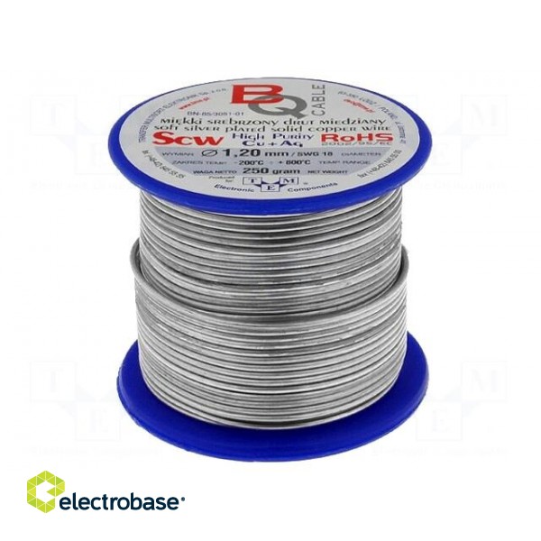 Silver plated copper wires | 1.2mm | 250g | Cu,silver plated | 24.5m