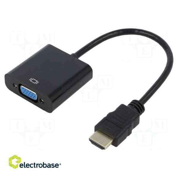 Adapter | D-Sub 15pin HD socket,HDMI plug | 0.15m | Colour: black