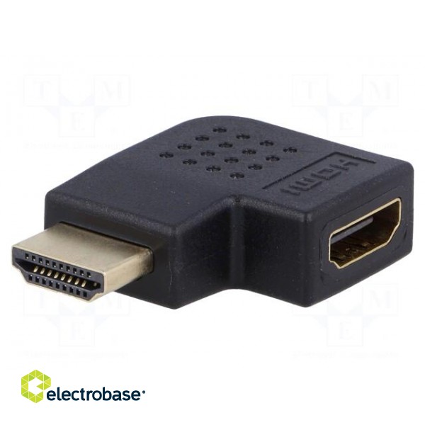 Adapter | HDMI 1.4 | HDMI socket 90°,HDMI plug | Colour: black фото 1