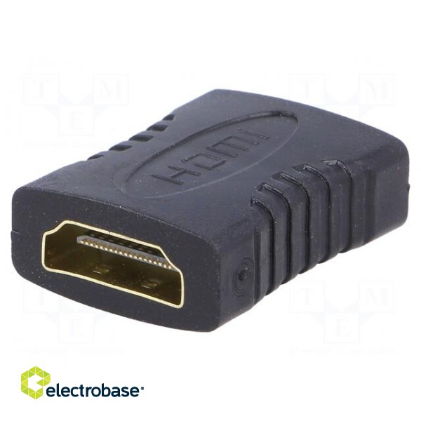 Adapter | HDMI 1.4 | HDMI socket,both sides | Colour: black paveikslėlis 1