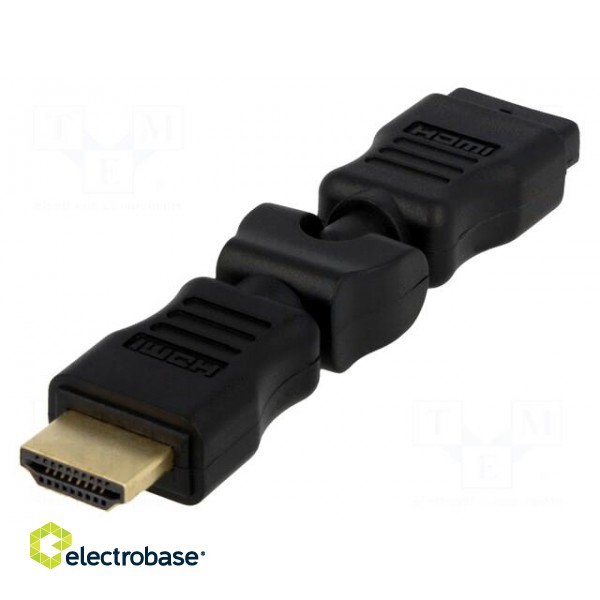 Adapter | HDMI plug,HDMI plug movable 360° | Colour: black paveikslėlis 1