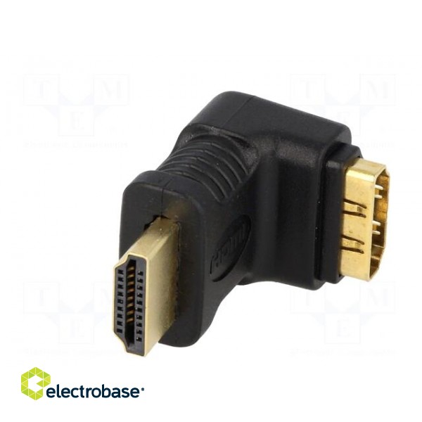 Adapter | HDMI socket 90°,HDMI plug | Colour: black фото 2