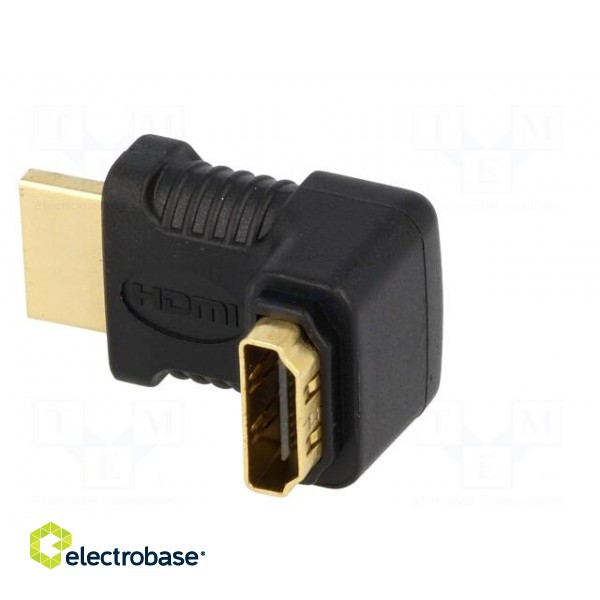 Adapter | HDMI socket 90°,HDMI plug | Colour: black фото 4