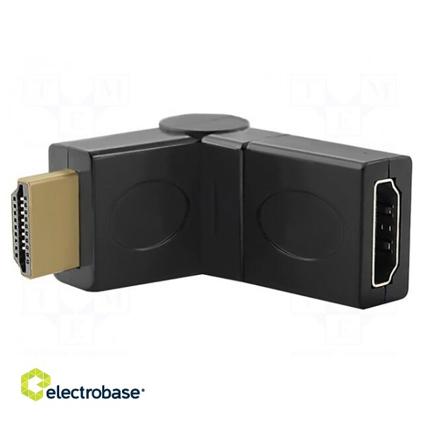 Adapter | HDMI socket movable 360°,HDMI plug | Colour: black image 1