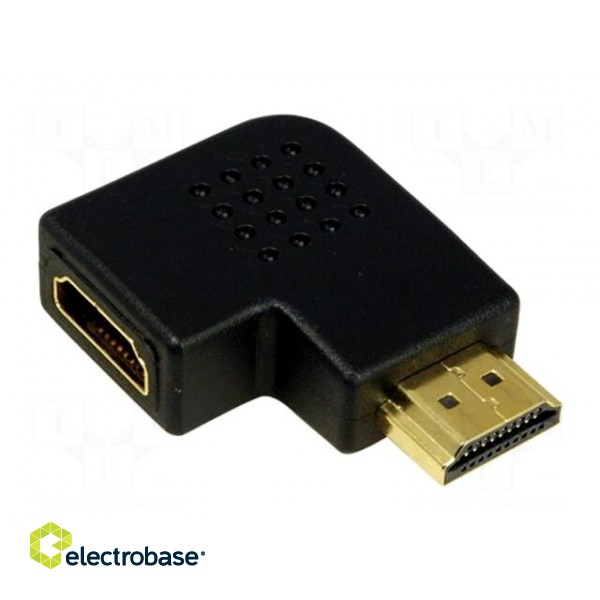 Adapter | HDMI socket,HDMI plug 90° | Colour: black фото 1